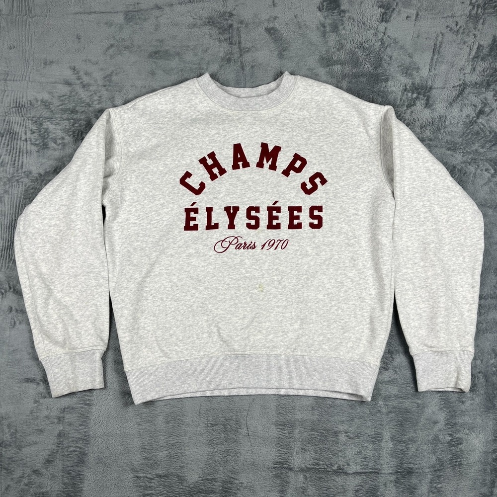 H&M Champs-Élysées 1970 Sweatshirt Womens XS Gray Fleece Crew Neck Pullover